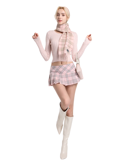 Girly Plaid pleated mini skirt in pink by Angel Ruche, photo 23