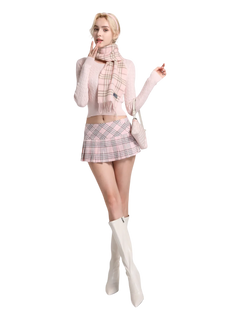 Girly Plaid pleated mini skirt in pink by Angel Ruche, photo 2