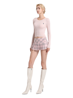 Girly Plaid pleated mini skirt in pink by Angel Ruche, photo 26