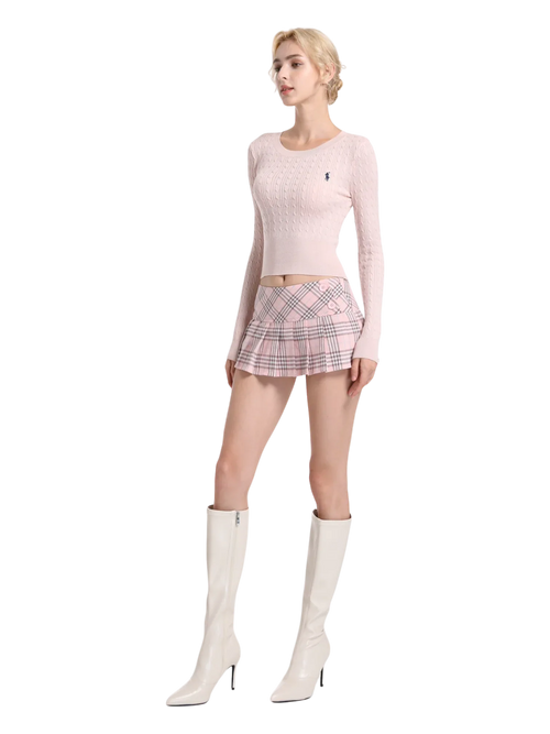 Girly Plaid pleated mini skirt in pink by Angel Ruche, photo 26
