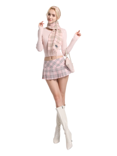 Girly Plaid pleated mini skirt in pink by Angel Ruche, photo 21
