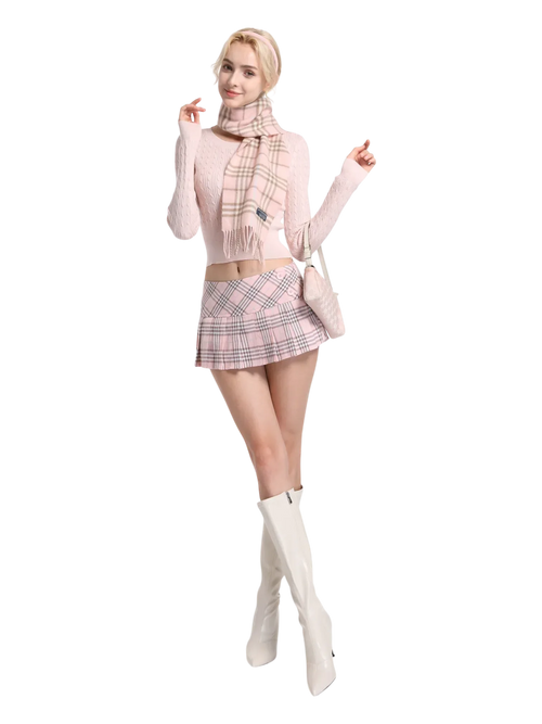 Girly Plaid pleated mini skirt in pink by Angel Ruche, photo 21