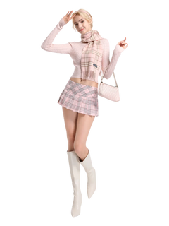 Girly Plaid pleated mini skirt in pink by Angel Ruche, photo 22