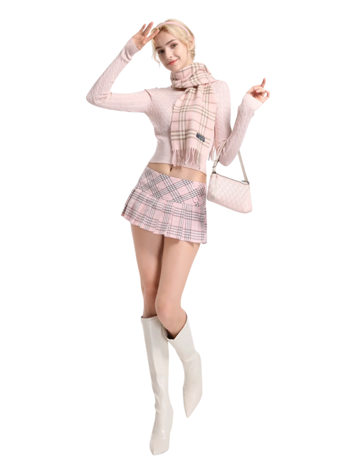 Girly Plaid pleated mini skirt in pink by Angel Ruche, photo 22