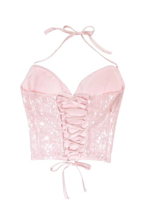 Rosette sequin matching set in pink by Angel Ruche, photo 21
