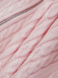 Strawberry Milk cable knit zip up cardigan in pink by Angel Ruche, photo 13