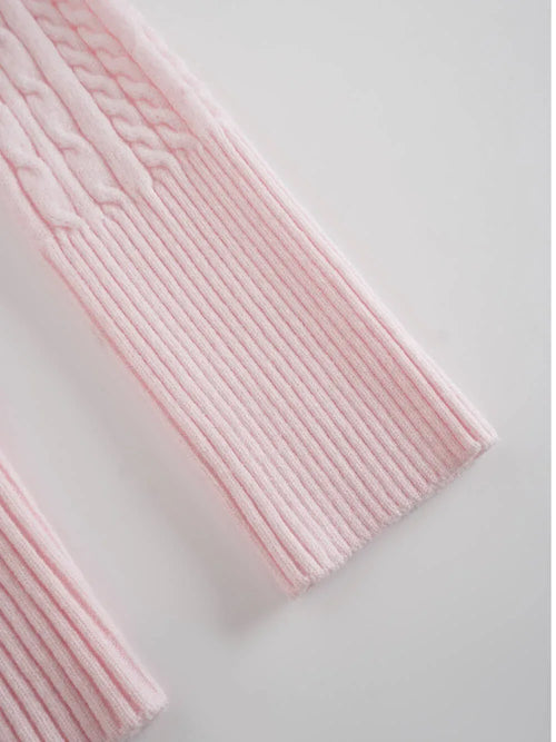 Strawberry Milk cable knit zip up cardigan in pink by Angel Ruche, photo 15