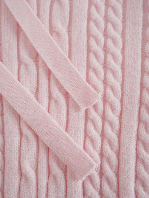 Strawberry Milk cable knit zip up cardigan in pink by Angel Ruche, photo 12
