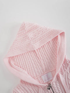 Strawberry Milk cable knit zip up cardigan in pink by Angel Ruche, photo 11