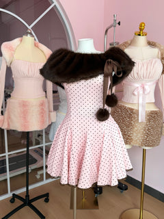 Dolly polka dot dress with petticoat in pink mocha by Angel Ruche, photo 31