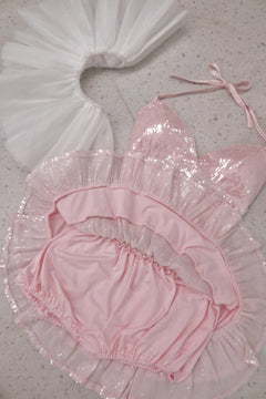 Rosette sequin matching set in pink by Angel Ruche, photo 13