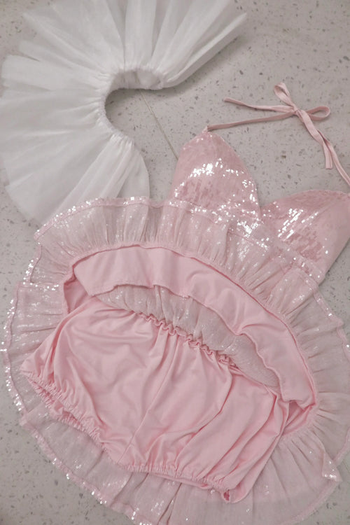 Rosette sequin matching set in pink by Angel Ruche, photo 13