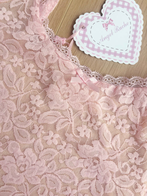 Coral Veil lace set in pink by Angel Ruche, photo 4