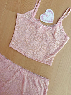 Coral Veil lace set in pink by Angel Ruche, photo 5