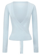 Ballet knit wrap cardigan in ice blue, balletcore knitwear by Angel Ruche