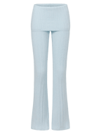 Colette cable knit fold over pants in ice blue, balletcore loungewear by Angel Ruche