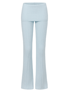 Colette cable knit fold over pants in ice blue, balletcore loungewear by Angel Ruche