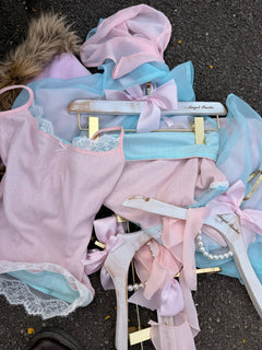 Dewdrop reversible lace set in pink and teal by Angel Ruche, photo 26
