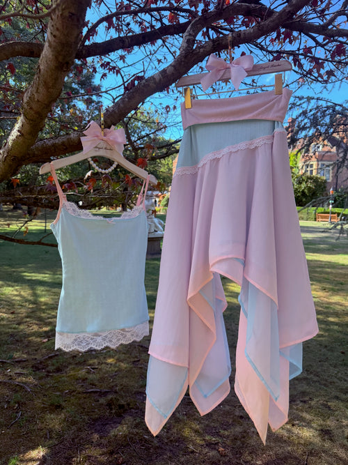 Dewdrop reversible lace set in pink and teal by Angel Ruche, photo 24