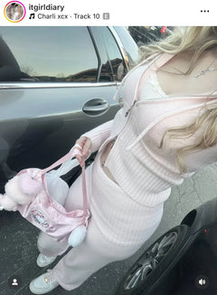 That Girl rib knit set in baby pink by Angel Ruche, photo 16