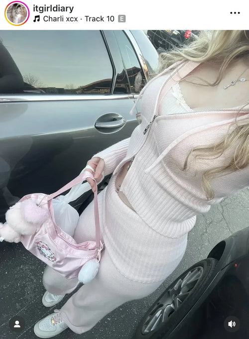 That Girl rib knit set in baby pink by Angel Ruche, photo 16