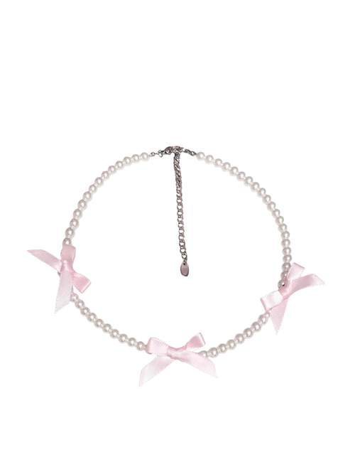 Handmade ribbon pearl choker, coquette jewelry by Angel Ruche