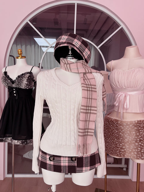 Blair Preppy Plaid Beret (Brown)