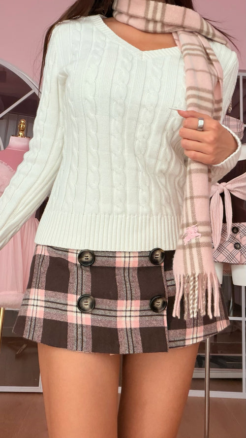 Blair preppy plaid mini skirt in brown by Angel Ruche, photo 6