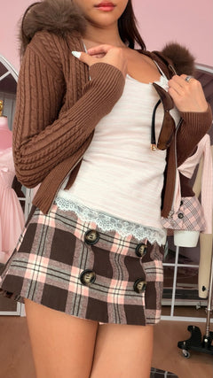 Blair preppy plaid mini skirt in brown by Angel Ruche, photo 7