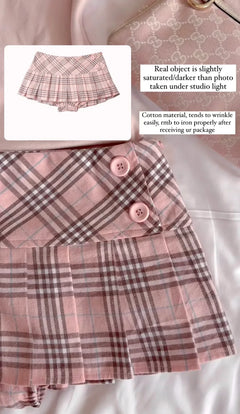 Girly Plaid pleated mini skirt in pink by Angel Ruche, photo 5