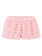 Delicate chiffon ruffle shorts in rose pink, coquette bottoms by Angel Ruche