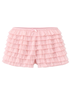 Delicate chiffon ruffle shorts in rose pink, coquette bottoms by Angel Ruche