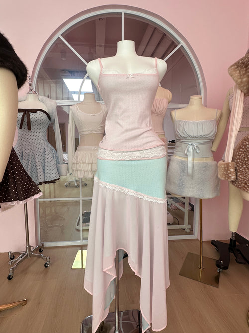 Dewdrop reversible lace set in pink and teal by Angel Ruche, photo 14