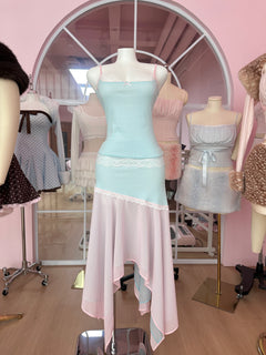 Dewdrop reversible lace chiffon skirt in pink and teal by Angel Ruche, photo 16