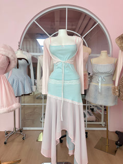 Dewdrop reversible lace set in pink and teal by Angel Ruche, photo 12