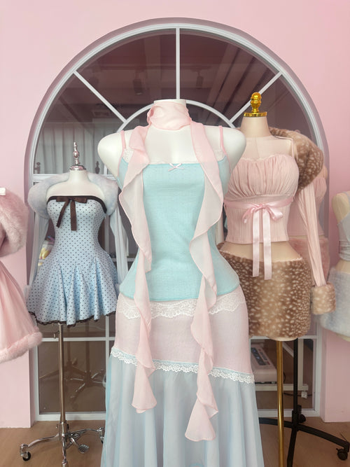 Dewdrop reversible lace set in pink and teal by Angel Ruche, photo 6