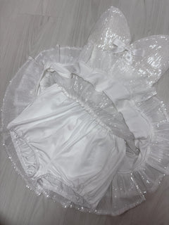 Diamond Fairy Dust sequin matching set in white by Angel Ruche, photo 11