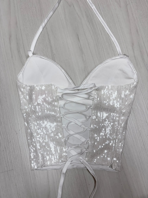 Diamond Fairy Dust sequin matching set in white by Angel Ruche, photo 12