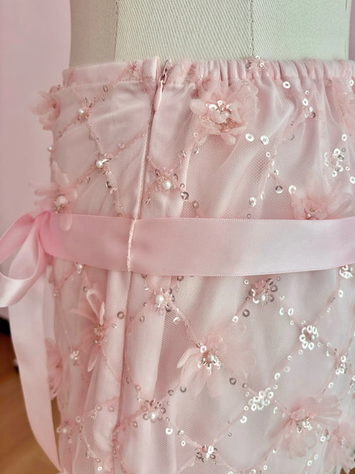 Averie beaded sequin skirt in pink by Angel Ruche, photo 16