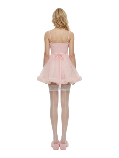 Rosé Princess fur chiffon babydoll dress in pink by Angel Ruche, photo 6