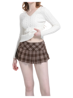 Love Letter cable knit V neck sweater in white by Angel Ruche, photo 7