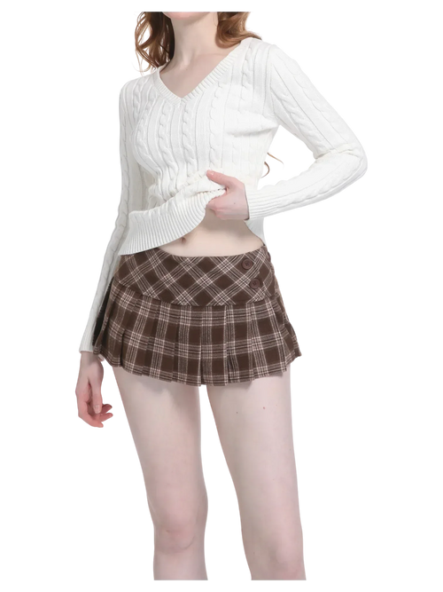Love Letter cable knit V neck sweater in white by Angel Ruche, photo 7