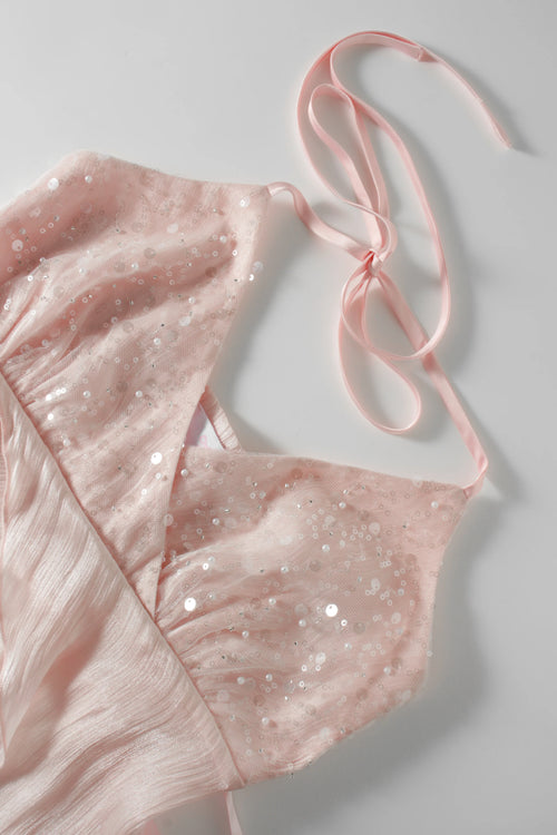 Pirouette babydoll wrap top in sequin pink by Angel Ruche, photo 9