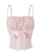 My True Form cotton cami top with pink bow, coquette top by Angel Ruche