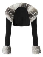 My True Form fawn fur bolero cardigan in black, dark coquette knitwear by Angel Ruche