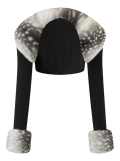 My True Form fawn fur bolero cardigan in black, dark coquette knitwear by Angel Ruche