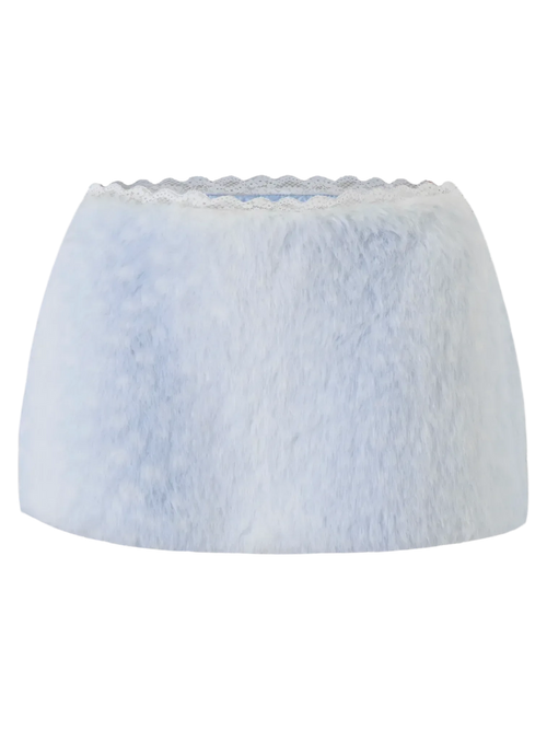 My True Form fawn fur lace skirt in snow blue, dollette aesthetic by Angel Ruche