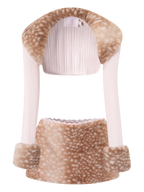 My True Form fawn print fur bolero and lace skirt set in pink, dollette matching set by Angel Ruche