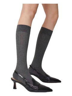 Regular calf high socks in dark grey, coquette accessory by Angel Ruche