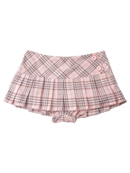 Girly Plaid pleated mini skirt in pink with built in shorts, coquette style by Angel Ruche